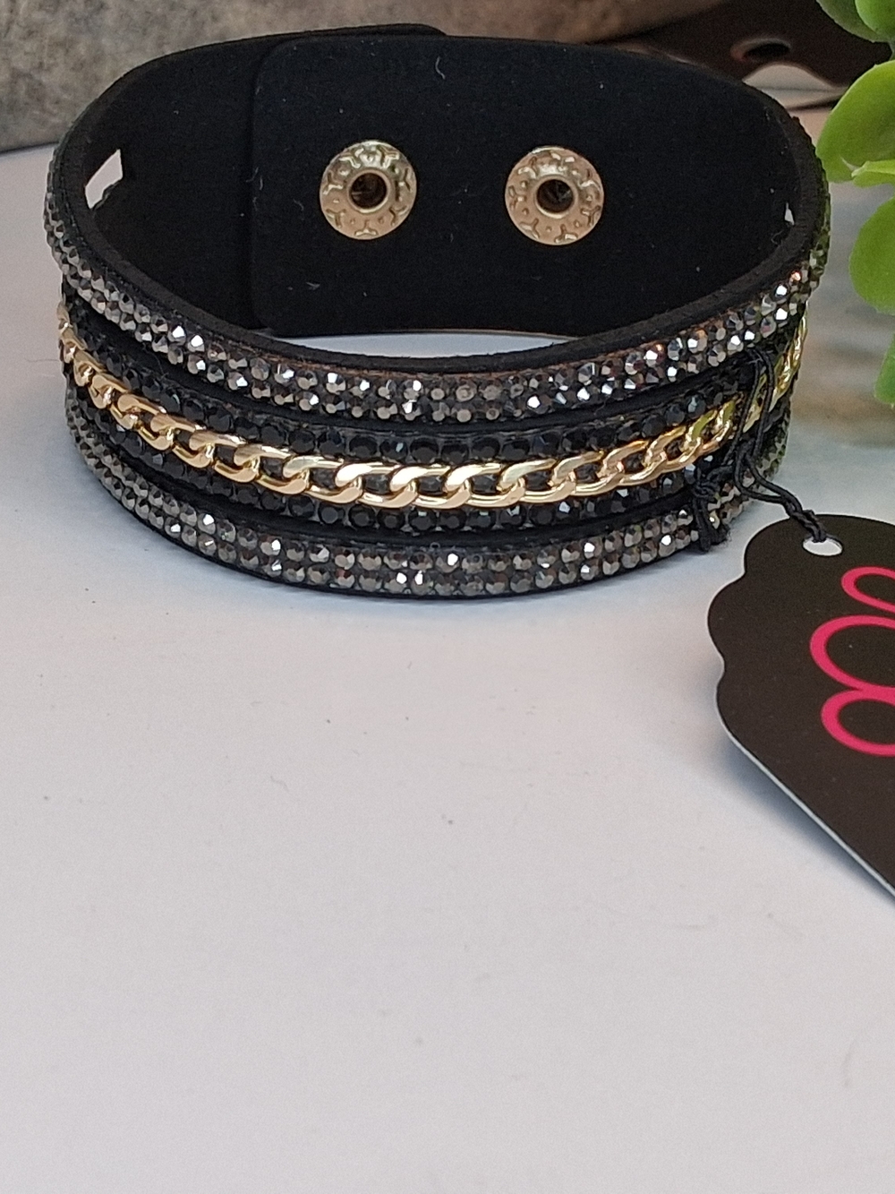 Black and Gold Sparkle Wrap Bracelet